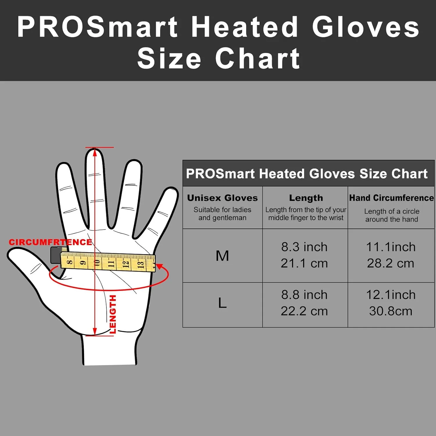 PROSmart Heated Gloves Rechargeable Electric Glove - Battery Operated Warming Gloves for Men & Women Suitable for Outdoor Hunting Cold Winter Skiing Camping (Battery Included)