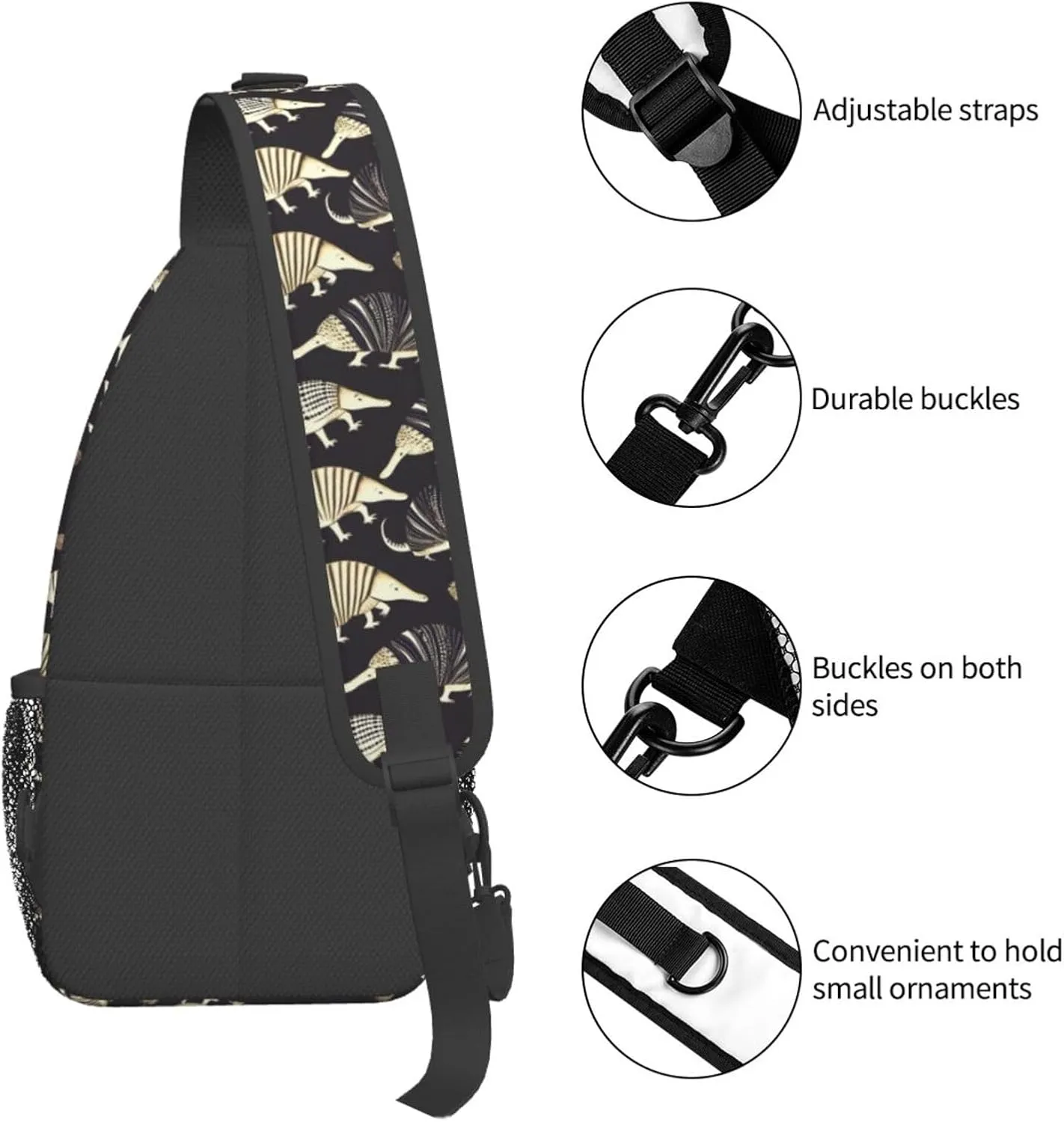 Purple Armadillos Sling Backpack Hiking Backpack Crossbody Bag Sports Lightweight And Durable Chest Bag Shoulder Bag For Women Men