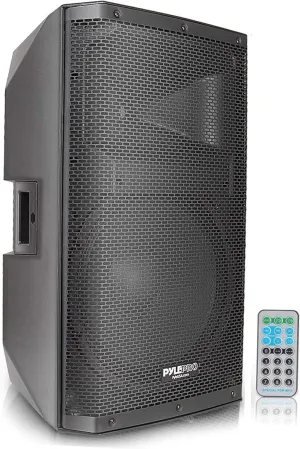 Pyle Bluetooth PA Monitor Speaker System - 1400 Watt indoor Outdoor Loudspeaker w/ 15 Inch Subwoofer, 1.75" Tweeter, 38mm Stand Mount Support, XLR - For DJ Party On-Stage - Pyle PADH15BTA Black