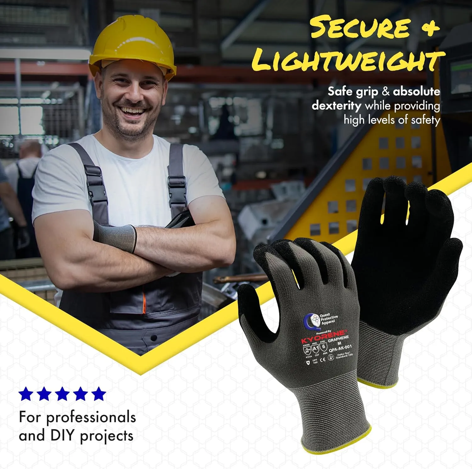 Quest Protective Apparel Cut Resistant Gloves - Puncture Resistant Cutting Gloves Work - Constructed with Graphene Technology
