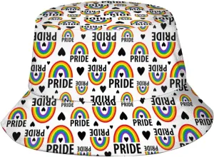Rainbow LGBT Bucket Hats Fashion Gay Pride Sun Cap Packable Outdoor Fisherman Hat for Women Men