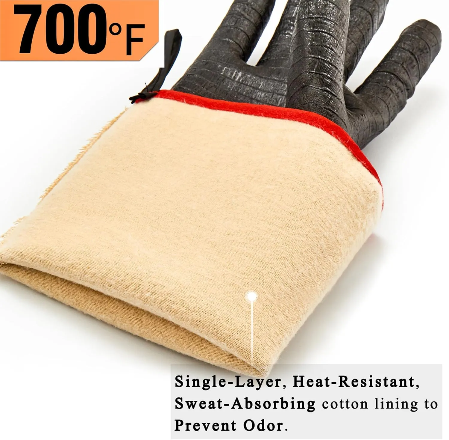 RAPICCA 700°F Heat Resistant BBQ Grill Gloves: Oil Resistant Waterproof for Smoking Grilling Cooking Barbecue Deep Frying Turkey Rotisserie Handling Hot Greacy Meat Stocking Stuffers - Long Sleeve