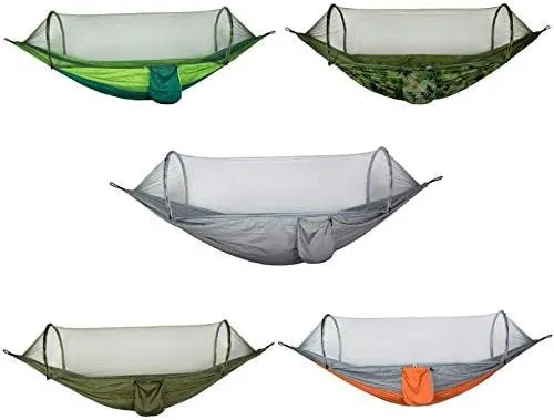 Recreation Portable Outdoor Camping Hammock with Mosquito Net Parachute Fabric Tent Backpacking Travel Survival Hunting Sleeping Bed hot Gifts for Hikers