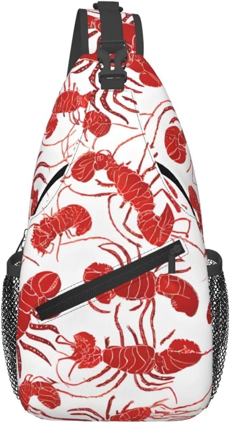 Red Lobster Print Cross Chest Bag Diagonally Durable & Comfortable For Travel And Daily Use