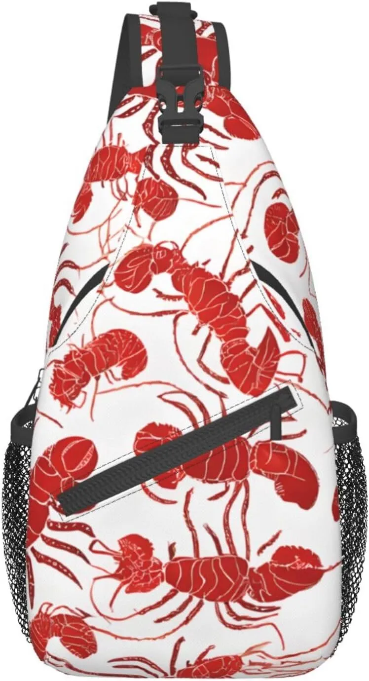 Red Lobster Print Cross Chest Bag Diagonally Durable & Comfortable For Travel And Daily Use