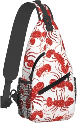 Red Lobster Print Cross Chest Bag Diagonally Durable & Comfortable For Travel And Daily Use