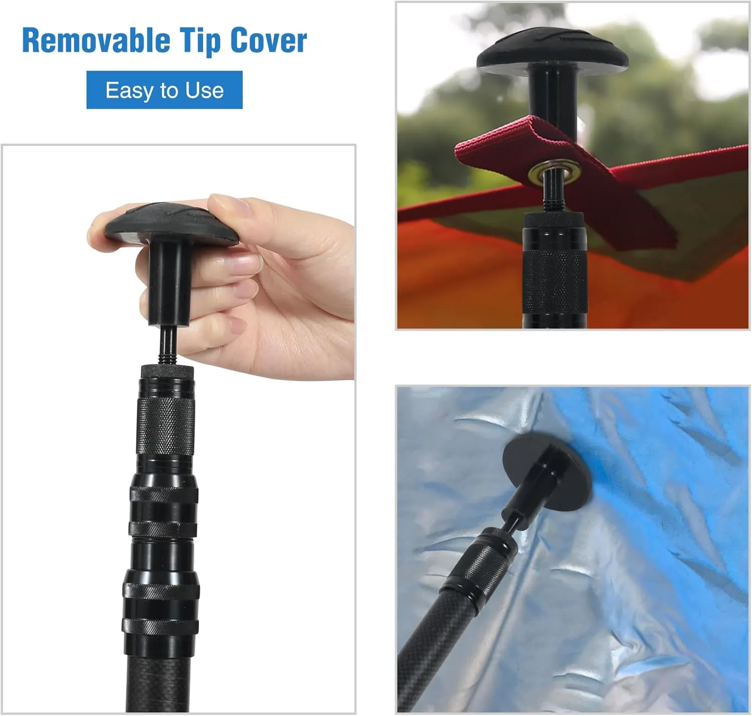 REDCAMP Carbon Fiber Adjustable Camping Tarp Poles, Set of 2, 24.8in to 94.5in Telescoping Lightweight Tent Poles for Shelter, Hammock Rain Fly, Awning