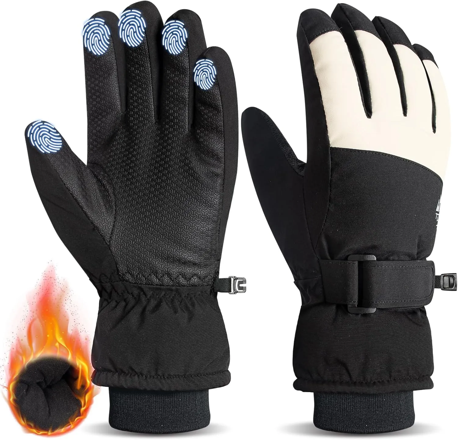RIGWARL -10℉ Kids Ski Gloves Waterproof, Anti-Slip Kids Snow Gloves for Boys Girls Aged 5-13, Windproof Ski Gloves Kids Winter Gloves for Snowboarding Sledding Ice Skating Alaska Cruise Snowball Fight
