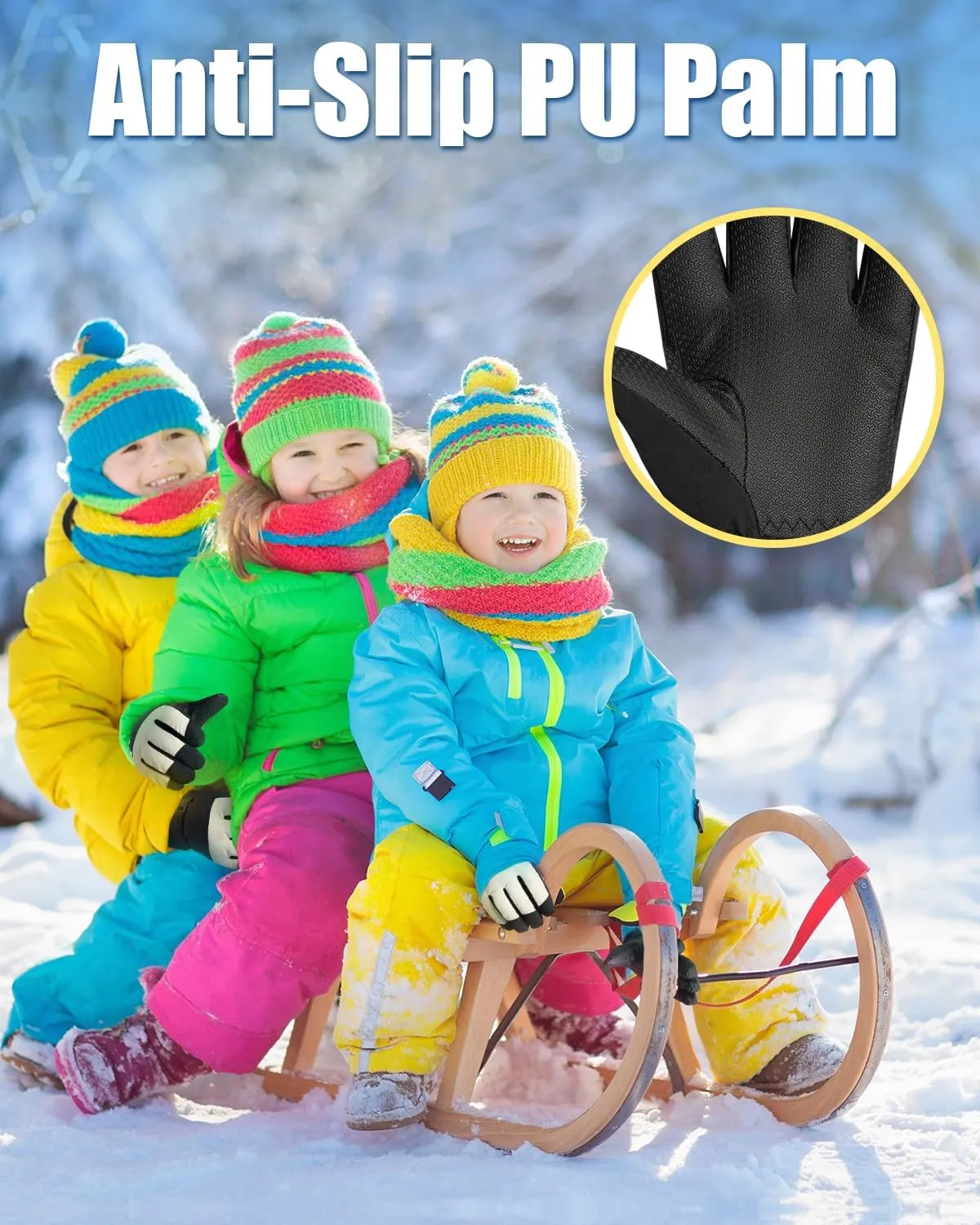 RIGWARL -10℉ Kids Ski Gloves Waterproof, Anti-Slip Kids Snow Gloves for Boys Girls Aged 5-13, Windproof Ski Gloves Kids Winter Gloves for Snowboarding Sledding Ice Skating Alaska Cruise Snowball Fight