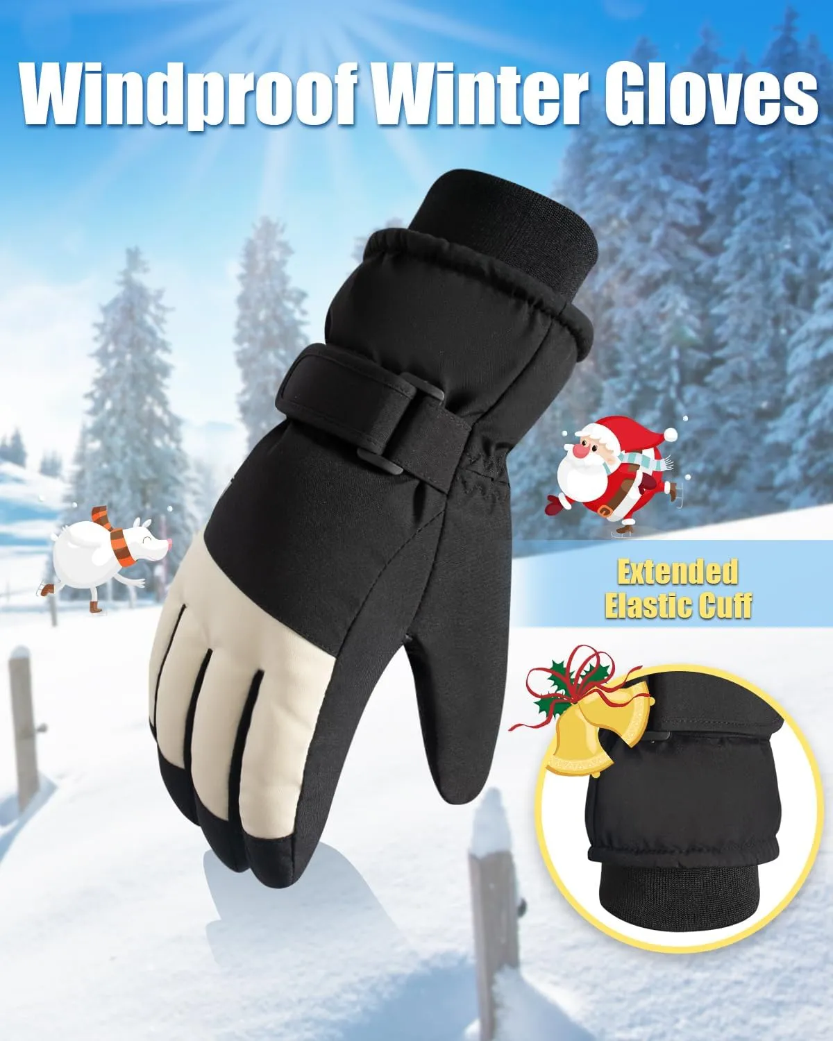 RIGWARL -10℉ Kids Ski Gloves Waterproof, Anti-Slip Kids Snow Gloves for Boys Girls Aged 5-13, Windproof Ski Gloves Kids Winter Gloves for Snowboarding Sledding Ice Skating Alaska Cruise Snowball Fight