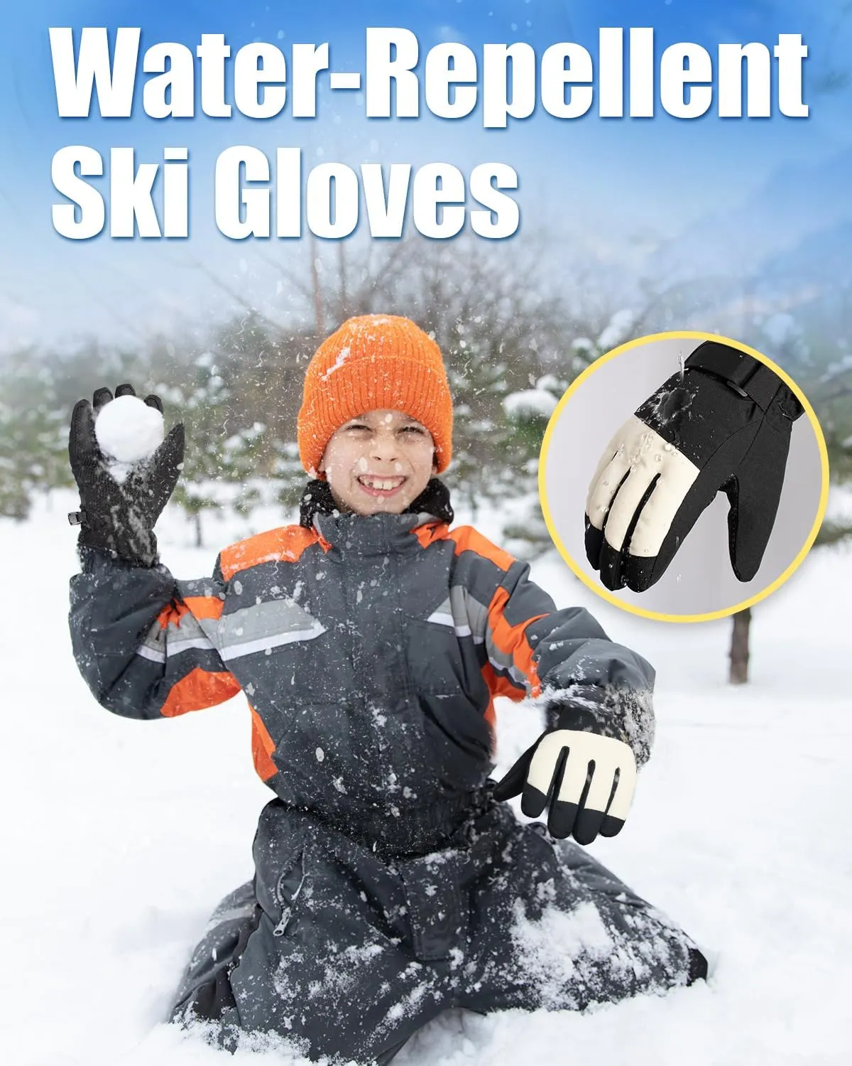 RIGWARL -10℉ Kids Ski Gloves Waterproof, Anti-Slip Kids Snow Gloves for Boys Girls Aged 5-13, Windproof Ski Gloves Kids Winter Gloves for Snowboarding Sledding Ice Skating Alaska Cruise Snowball Fight