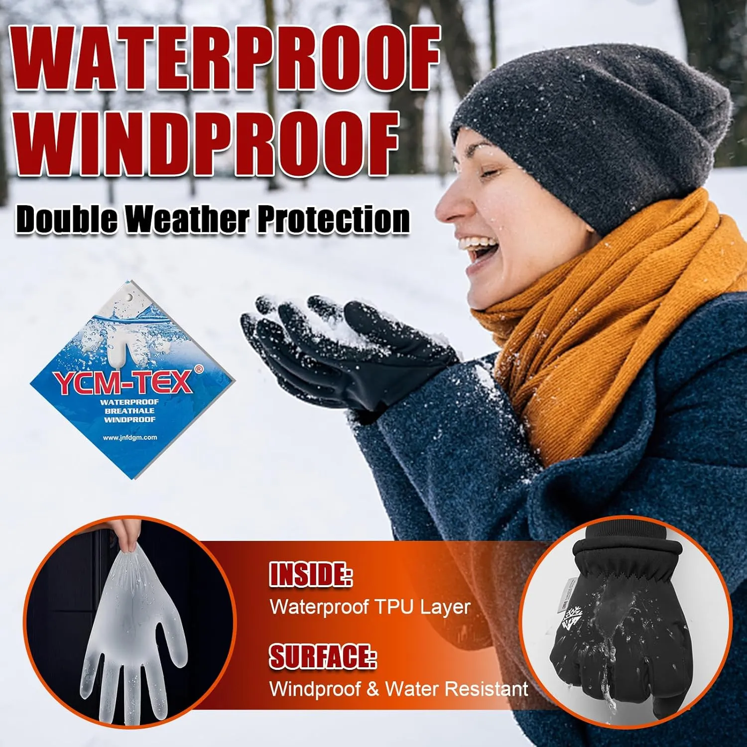 RIGWARL Winter Gloves Men Women Warm Gloves for Cold Weather Touch Screen Water-Resistant Windproof Glove for Running Driving Cycling Hiking Walking Gardening