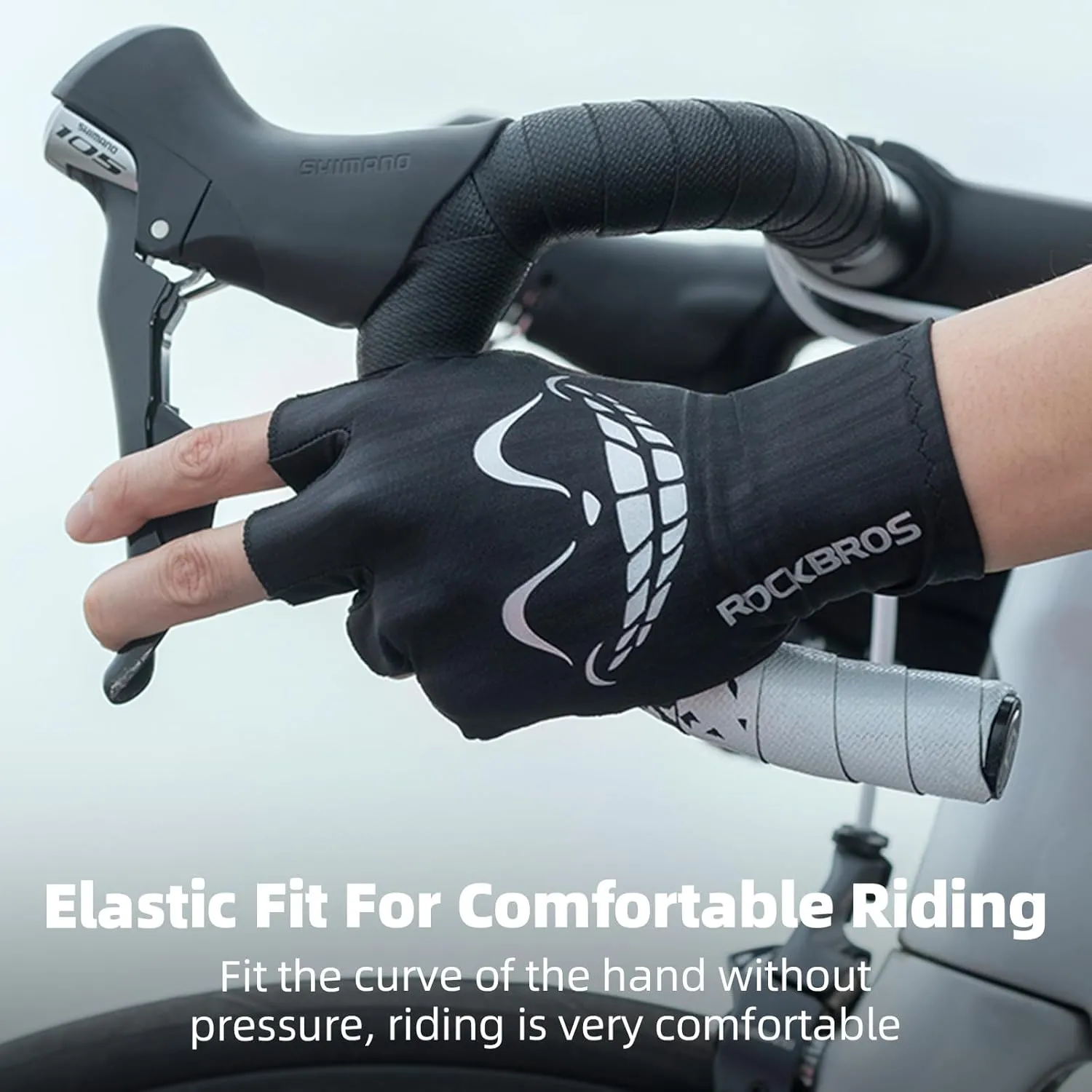 ROCKBROS Cycling Gloves, Half Finger Bike Gloves，Shock Absorption Mountain Bike Gloves, Padded Men's Biking Gloves, Breathable Bike Riding Gloves for Spring Summer