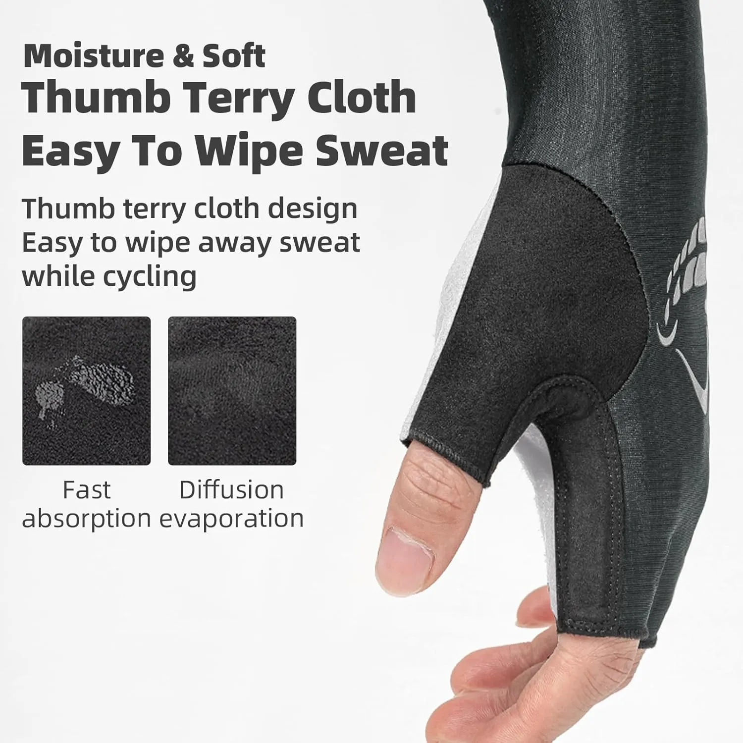 ROCKBROS Cycling Gloves, Half Finger Bike Gloves，Shock Absorption Mountain Bike Gloves, Padded Men's Biking Gloves, Breathable Bike Riding Gloves for Spring Summer