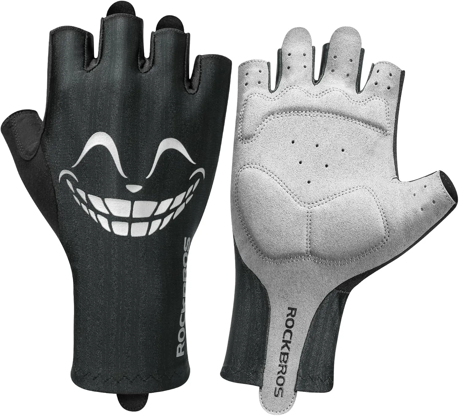 ROCKBROS Cycling Gloves, Half Finger Bike Gloves，Shock Absorption Mountain Bike Gloves, Padded Men's Biking Gloves, Breathable Bike Riding Gloves for Spring Summer