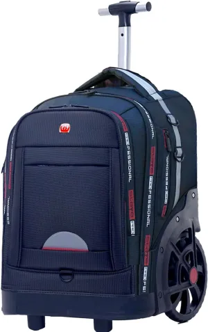 Rolling Backpack for Adults, Backpack with Wheels, Large Wheeled Backpack with Laptop Waterproof Compartment, Roller Backpack on Wheels, Suitable for Leisure Outdoor Business Travel (Blue)
