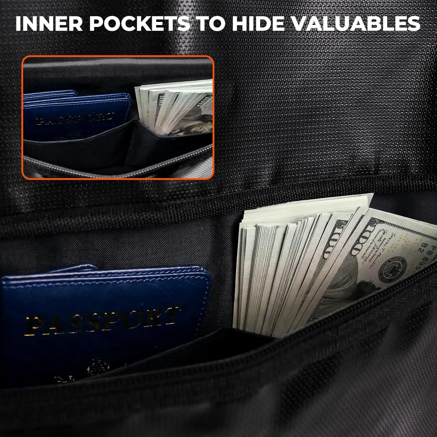 ROLOWAY Hanger Diversion Fireproof Safe, Hidden Compartment for Home & Travel, Secret Safe for Cash Hiding Under Clothes