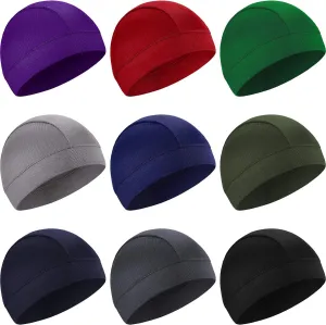 SATINIOR 9 Pieces Cooling Skull Caps Helmet Liner Sweat Beanie Cap Wicking Cycling Running Hat for Men and Women Sports