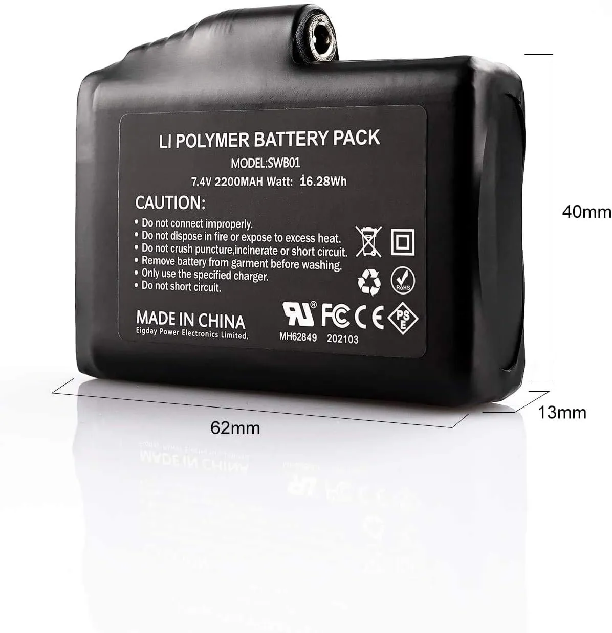SAVIOR HEAT 7.4V 2200mAh/3000mAh Li-Polymer Rechargeable Batteries for Battery Heated Gloves Mittens Liners, Heated Socks