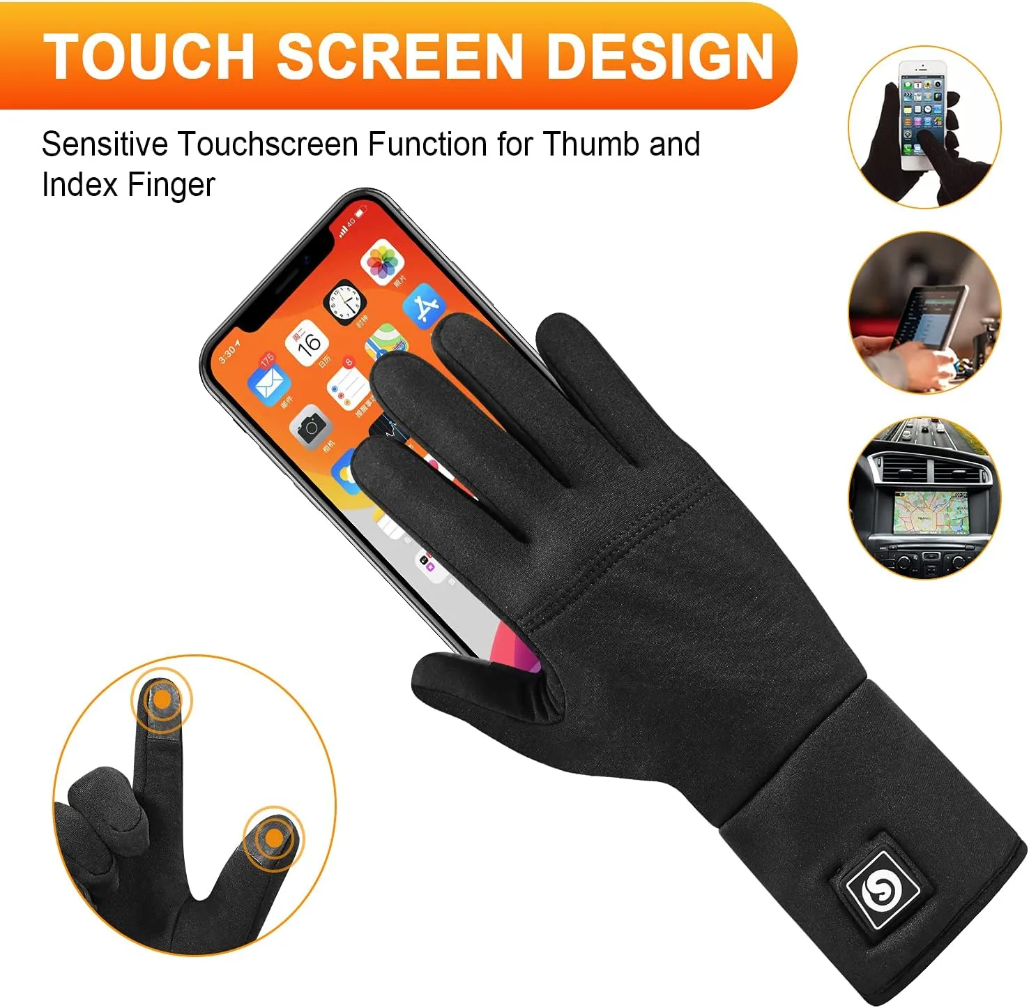 SAVIOR HEAT Heated Glove Liners for Men Women, Rechargeable Battery Electric Heated Gloves, Winter Warm Thin Liners for Skiing, Snowboarding, Hiking, Cycling, Hand Warmers
