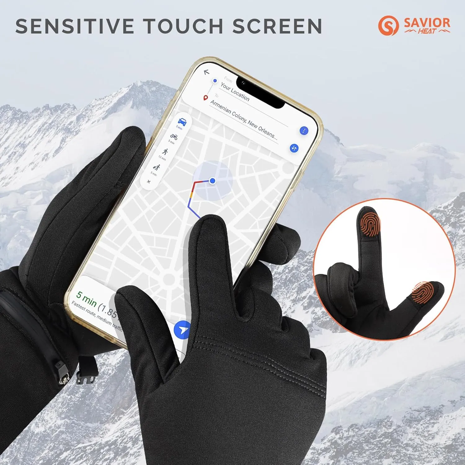 SAVIOR HEAT Heated Glove Liners for Men Women, Rechargeable Battery Electric Heated Gloves, Winter Warm Thin Liners for Skiing, Snowboarding, Hiking, Cycling, Hand Warmers
