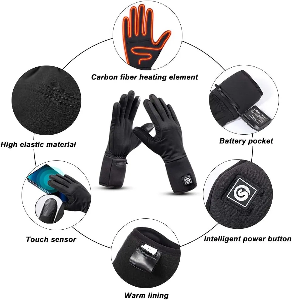 SAVIOR HEAT Heated Glove Liners for Men Women, Rechargeable Battery Electric Heated Gloves, Winter Warm Thin Liners for Skiing, Snowboarding, Hiking, Cycling, Hand Warmers