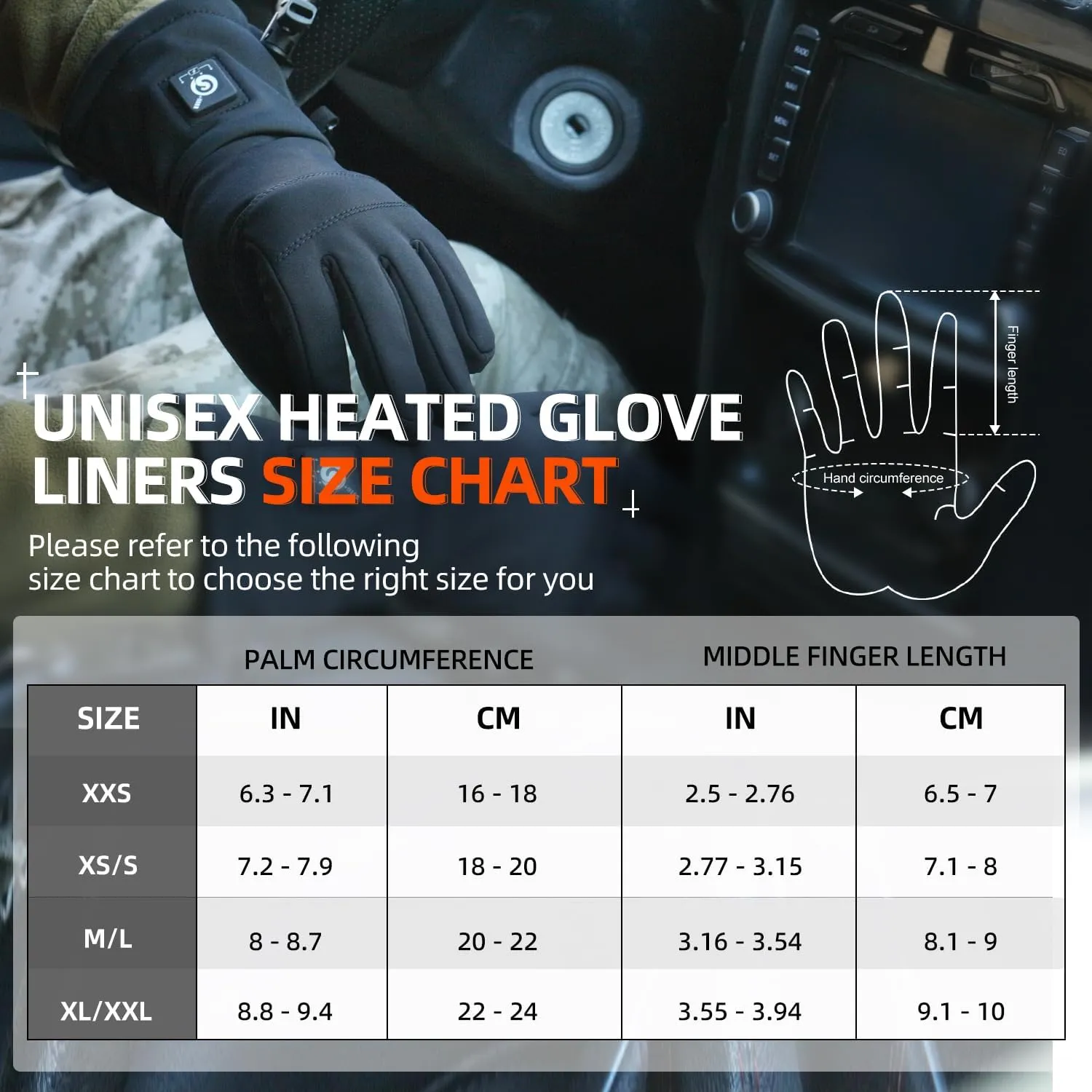 SAVIOR HEAT Heated Gloves, Battery Electric Heated Glove Liners for Men Women Ultra-Thin Hand Warmers Rechargeable Touchscreen Winter Gloves for Outdoor Sports, Black
