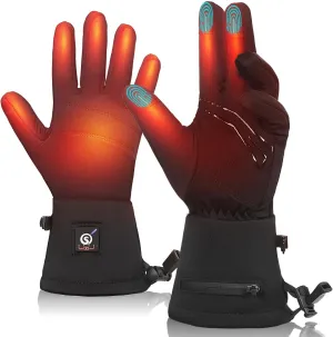 SAVIOR HEAT Heated Gloves, Battery Electric Heated Glove Liners for Men Women Ultra-Thin Hand Warmers Rechargeable Touchscreen Winter Gloves for Outdoor Sports, Black