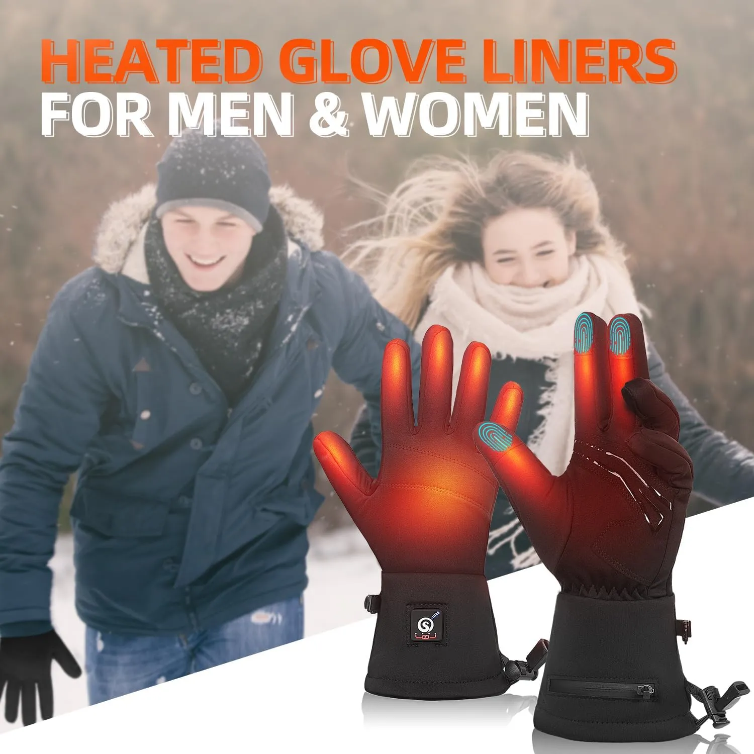 SAVIOR HEAT Heated Gloves, Battery Electric Heated Glove Liners for Men Women Ultra-Thin Hand Warmers Rechargeable Touchscreen Winter Gloves for Outdoor Sports, Black