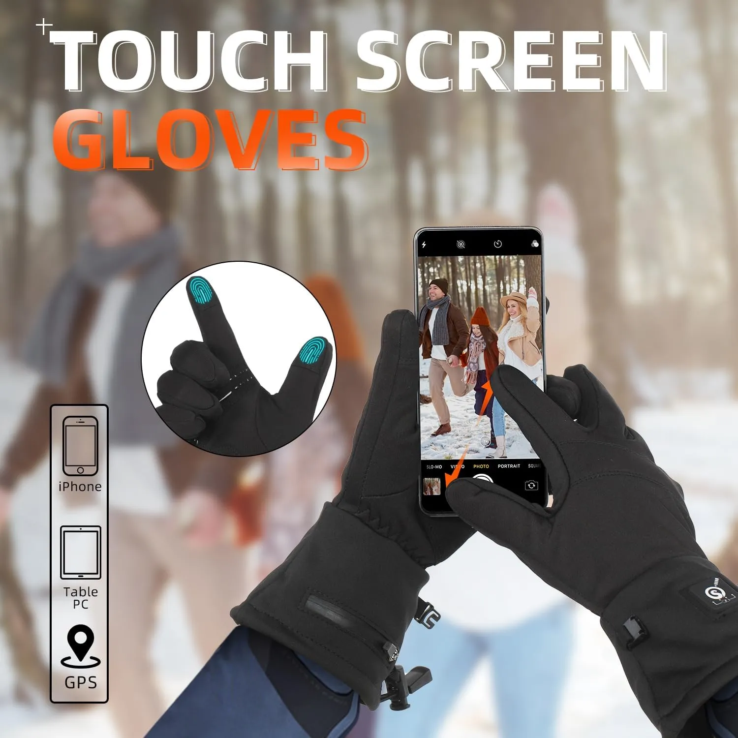 SAVIOR HEAT Heated Gloves, Battery Electric Heated Glove Liners for Men Women Ultra-Thin Hand Warmers Rechargeable Touchscreen Winter Gloves for Outdoor Sports, Black