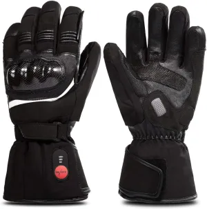 SAVIOR HEAT Heated Gloves for Men Women, Rechargeable Electric Heated Leather Skiing and Snowboarding Gloves