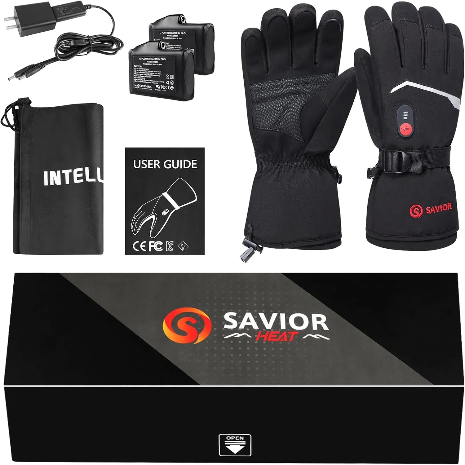 SAVIOR HEAT Heated Gloves, Unisex Rechargeable Battery Powered Electric Heating Glove for Winter Outdoor