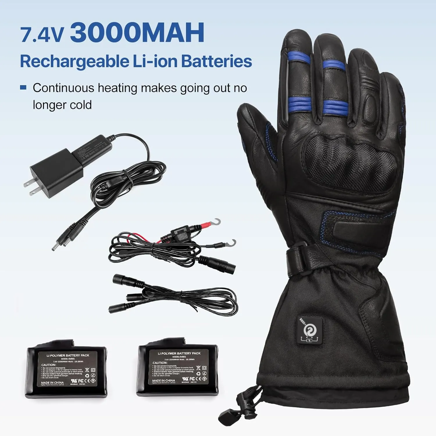SAVIOR HEAT Heated Motorcycle Gloves for Men Women，7.4V Heating Gloves with 3000mAh Rechargeable Battery Electric Gloves for Cycling Riding Snowmobile Skiing