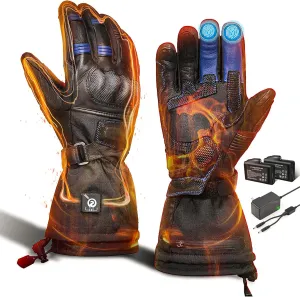 Savior Professional Heated Motorcycle Gloves for Men Women,Dual Mode Electrically Heated Waterproof and Windproof Gloves with 12V Charging Cord,Suitable for Winter Riding,Skiing,etc.