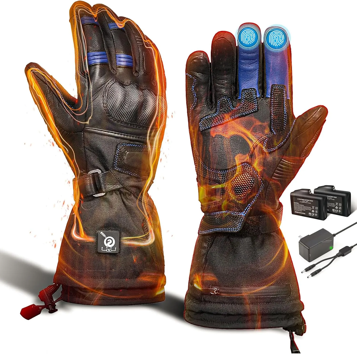 Savior Professional Heated Motorcycle Gloves for Men Women,Dual Mode Electrically Heated Waterproof and Windproof Gloves with 12V Charging Cord,Suitable for Winter Riding,Skiing,etc.