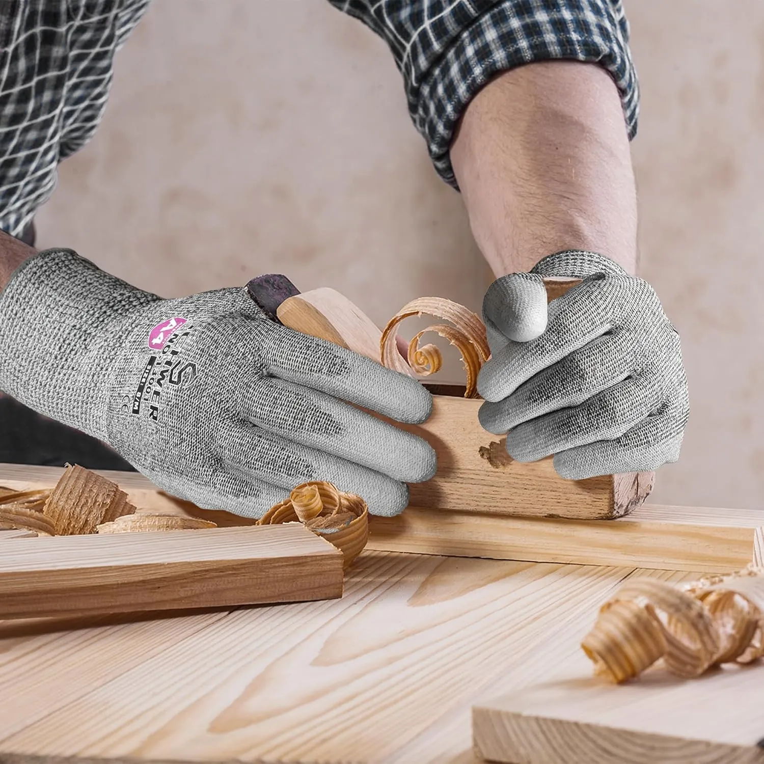 Schwer 12 Pairs ANSI A4 Cut Resistant Work Gloves, Cut Proof Gloves with PU Coating, Used for Metal Fabrication, WoodWorking, Construction, Non Slip, Durable, M, CR13001