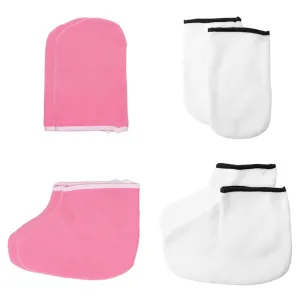 Scrub Gloves Exfoliating Kit 4 Pair Hand Foot Paraffin Wax Bath Gloves