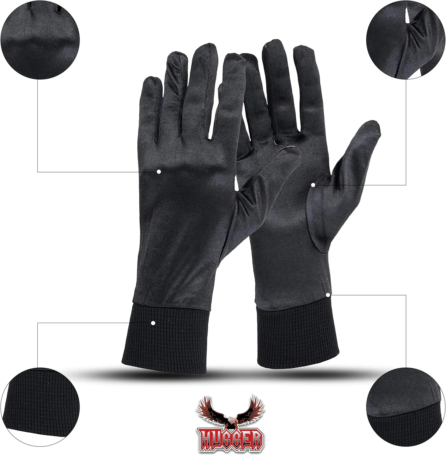 Silk Glove Liners for Cold Weather Men and Women - Winter Ski Glove Liners - Thin Running Gloves, Biking, Motorcycling