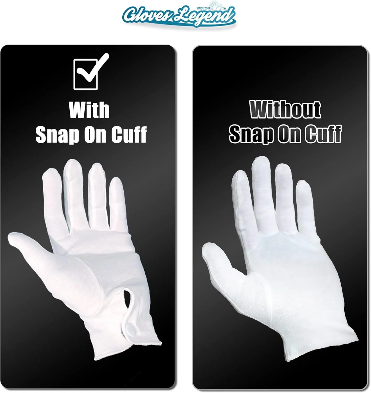Size Large 100% Cotton White Marching Band Parade Formal Attire Costume Gloves For Men