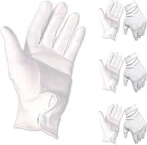 Size Large 100% Cotton White Marching Band Parade Formal Attire Costume Gloves For Men