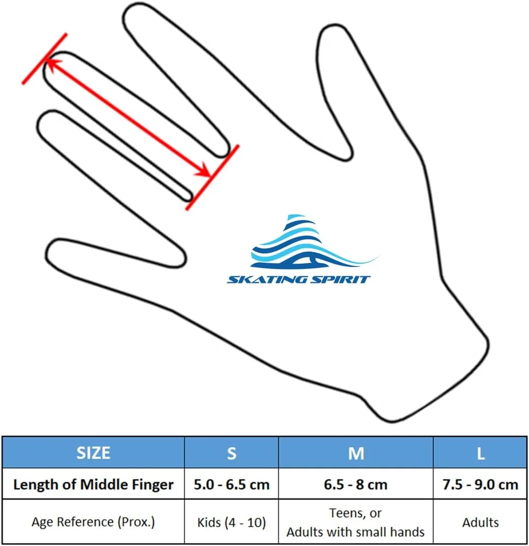 SkatingSpirit Gel Padded Ice Skating Gloves with Rhinestone Snowflakes (1 Pair), Anti-Slip Gripper Gloves Warm Mitten