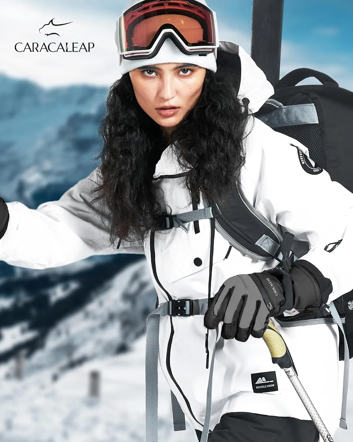 Ski Gloves for Men Women - Winter Snow Windproof Waterproof Skiing Snowboarding for Cold Weather Warm