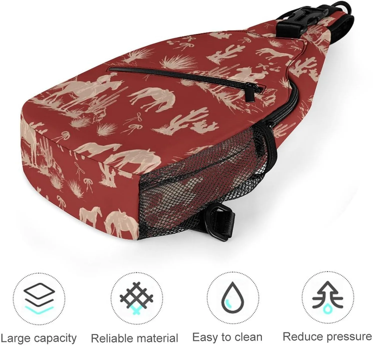 Sling Bag Chest Crossbody Backpack Cute Rodeo Cowboys Travel Hiking Daypack for Women Men with Strap Purse Lightweight Chest Bags