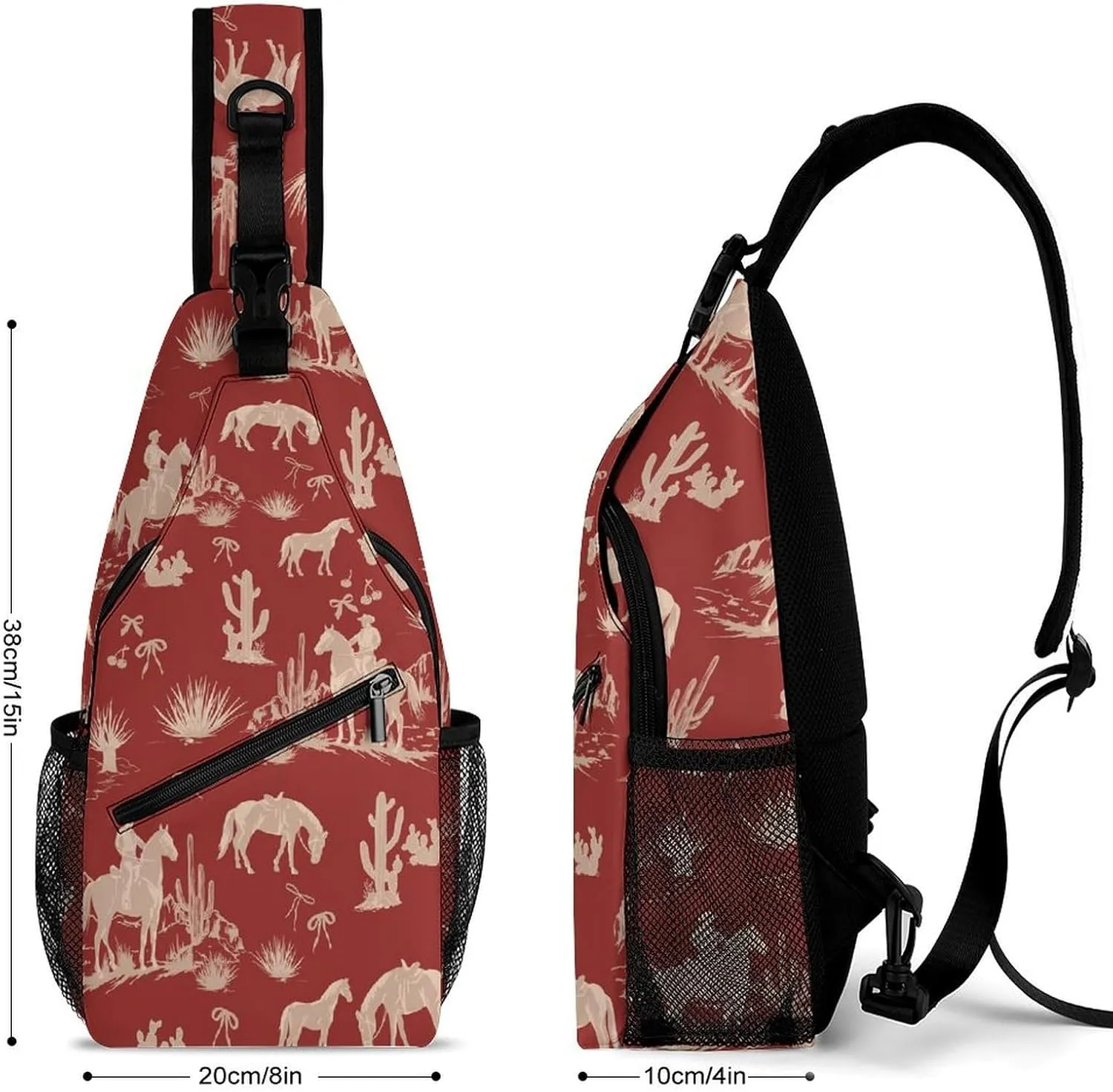 Sling Bag Chest Crossbody Backpack Cute Rodeo Cowboys Travel Hiking Daypack for Women Men with Strap Purse Lightweight Chest Bags