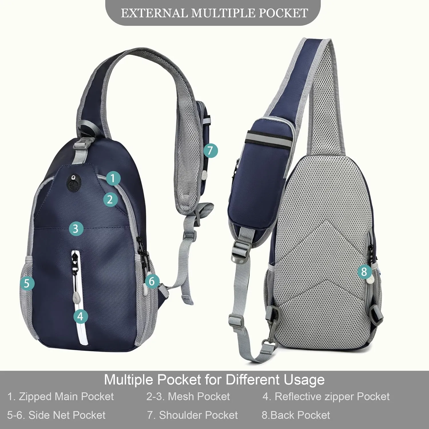 Sling Bag for Men Women, Crossbody Bags Hiking Backpack Chest Daypack for Travel Outdoor