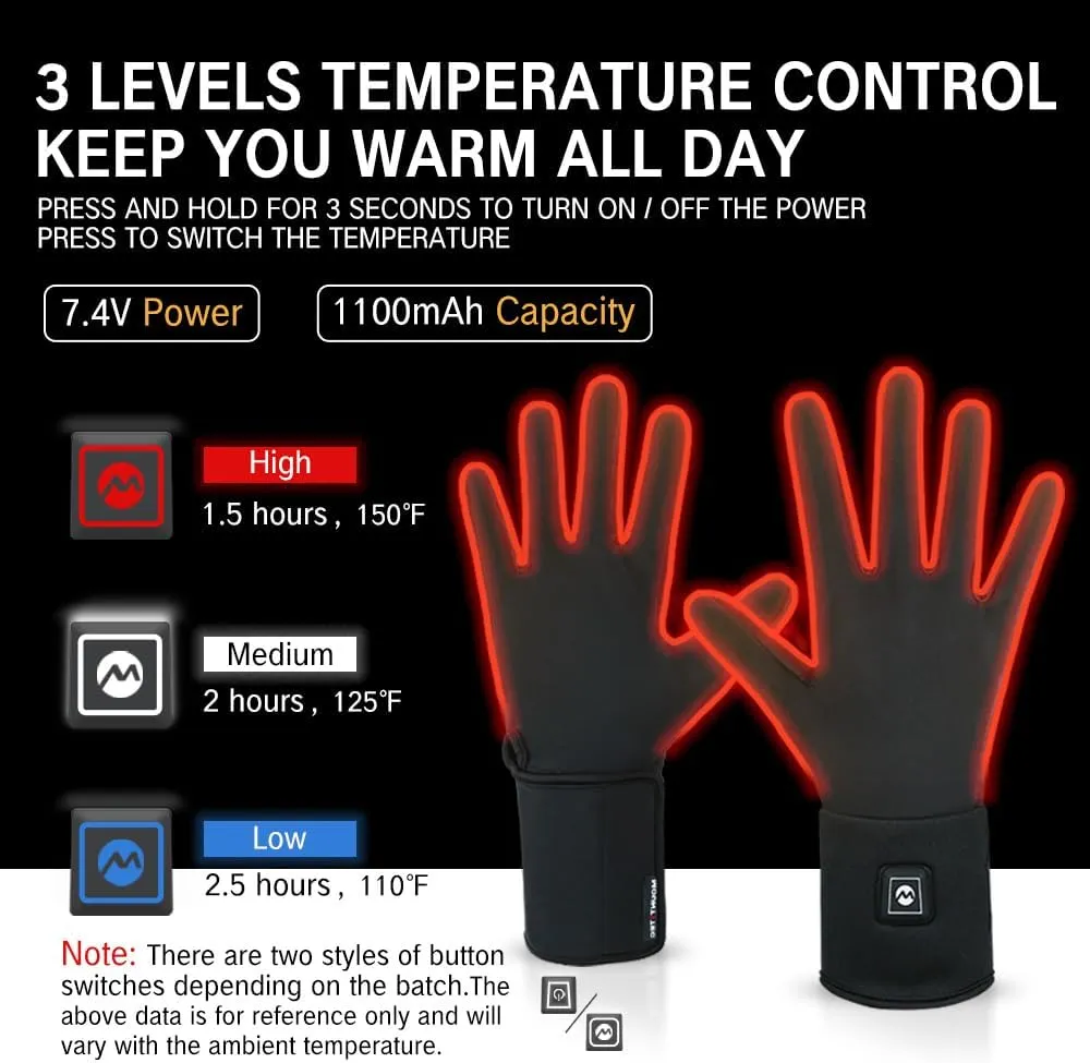 Soft Shell Heated Glove Liner for Men and Women Touch Screen Winter Gloves Rechargeable Battery Hand Warmers