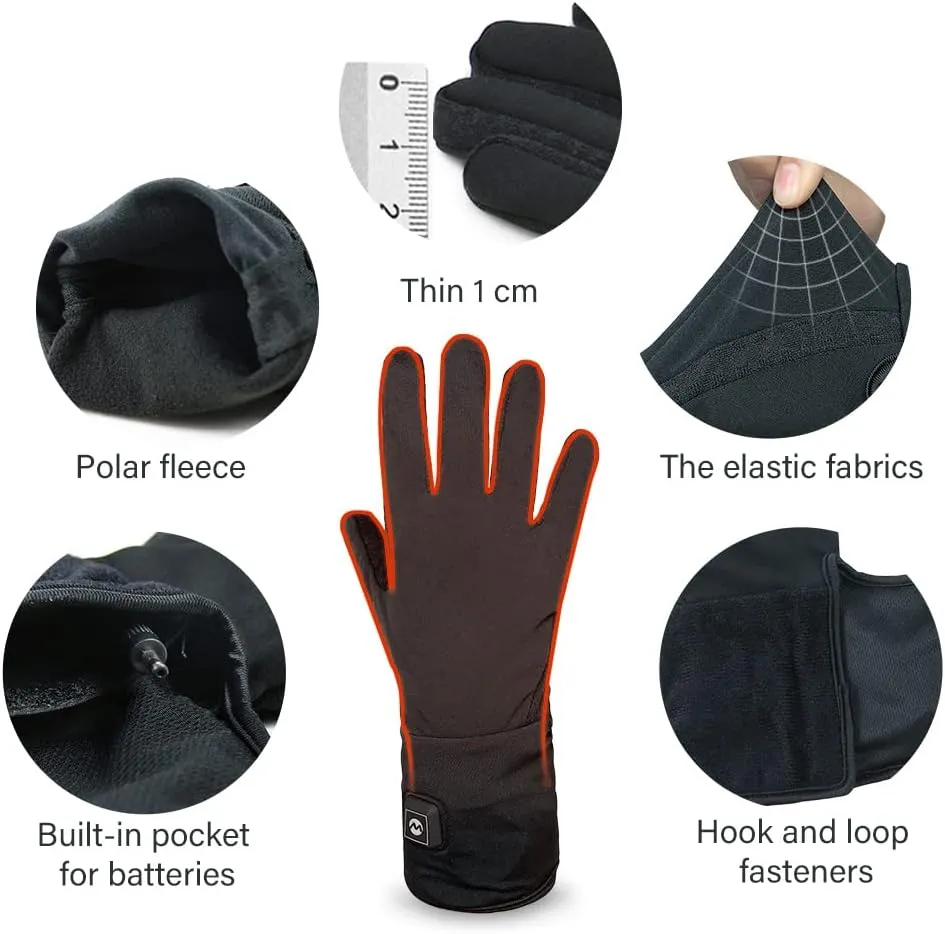 Soft Shell Heated Glove Liner for Men and Women Touch Screen Winter Gloves Rechargeable Battery Hand Warmers