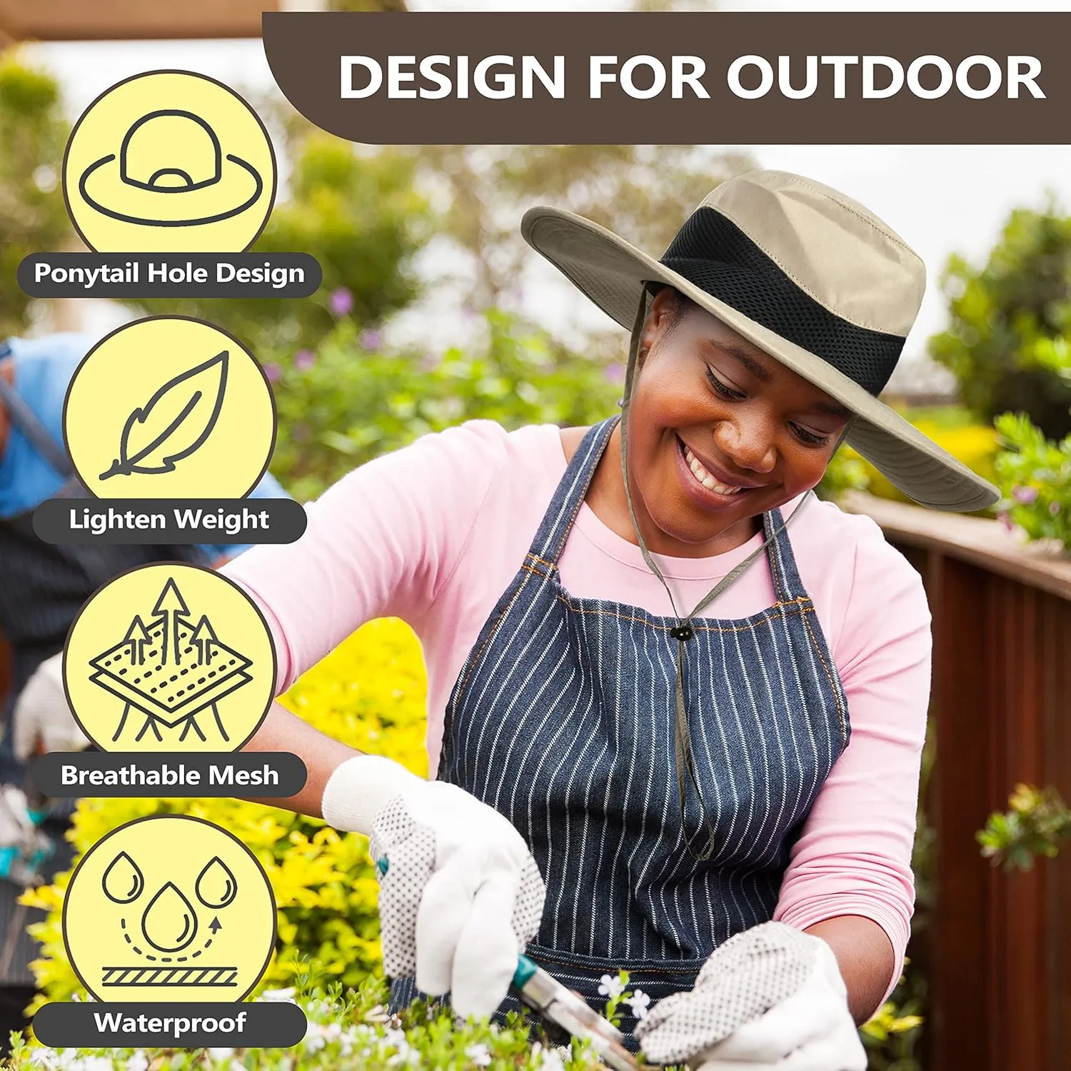 Solaris Ponytail Hole Sun Hats for Women, UPF 50  Sun Protection Outdoor Tribe Packable Cooling Hat for Gardening