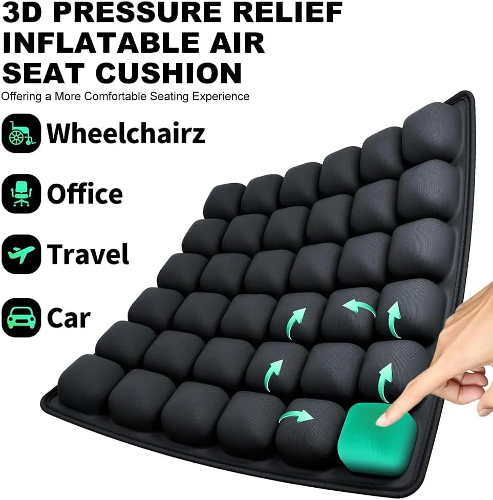 Sondur Travel Cushion,3D Air Inflatable Seat Cushion with Storage Bag, Portable Travel Seat Cushions for Airplane, Car, Office Chair, Wheelchair