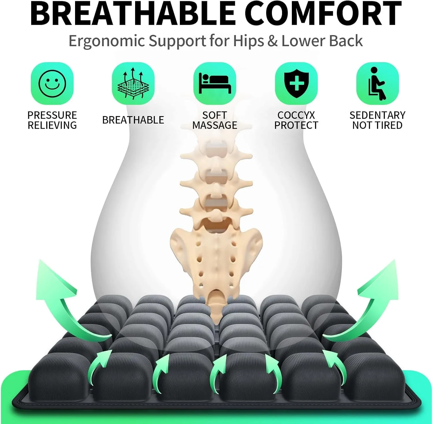 Sondur Travel Cushion,3D Air Inflatable Seat Cushion with Storage Bag, Portable Travel Seat Cushions for Airplane, Car, Office Chair, Wheelchair